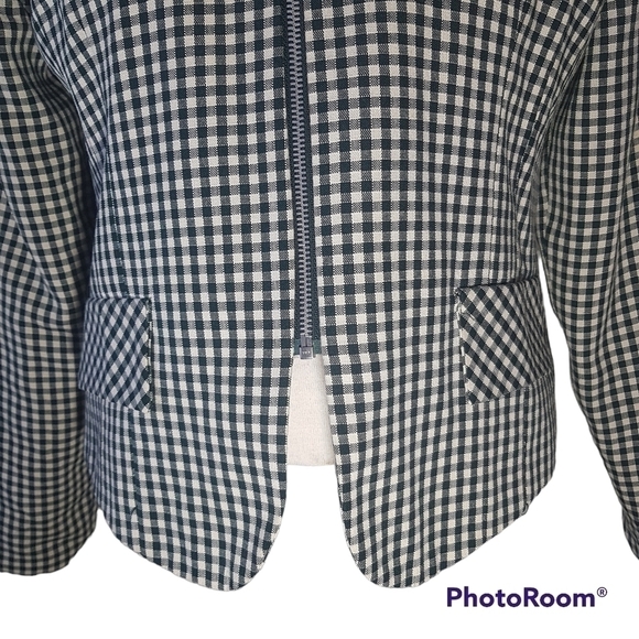 Vintage Emblem Green Gingham Zippered Blazer Jacket - Picture 5 of 10